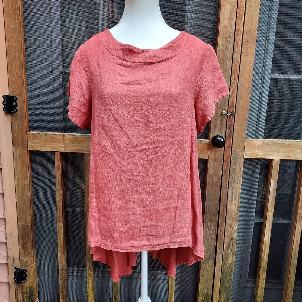 NWOT Terra Cotta linen top, Made In Italy